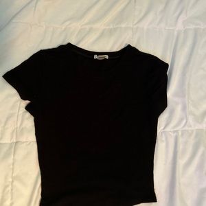 black bozzolo cropped fitted tee